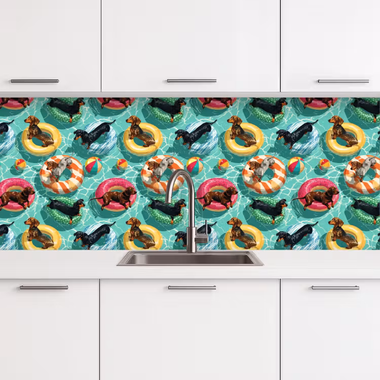 Schienale cucina - Bassotti - Piscina - Colorato — 4