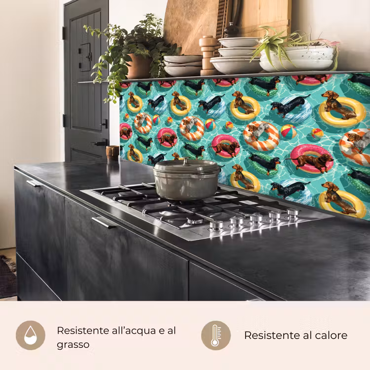 Schienale cucina - Bassotti - Piscina - Colorato — 5