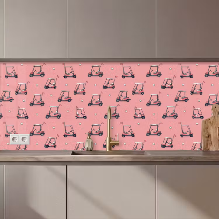 Schienale cucina - Carrello da golf - Retro - Rosa — 1
