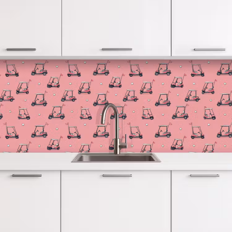 Schienale cucina - Carrello da golf - Retro - Rosa — 4