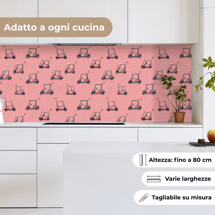 Schienale cucina - Carrello da golf - Retro - Rosa — 7