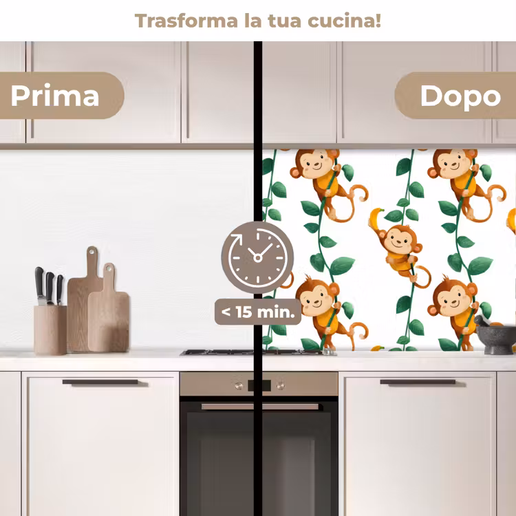 Schienale cucina - Scimmie - Liane - Colorate — 3