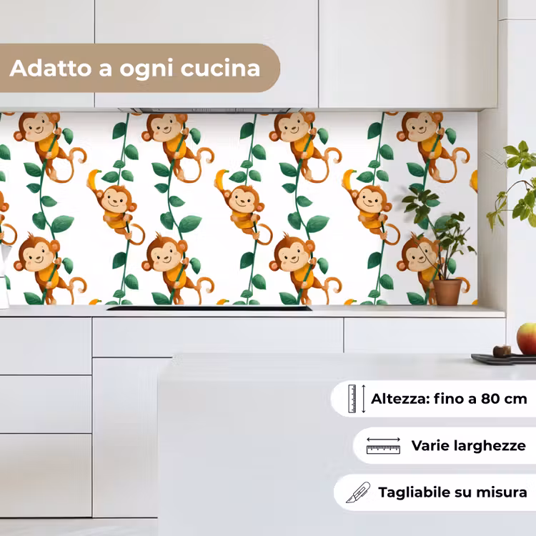 Schienale cucina - Scimmie - Liane - Colorate — 7