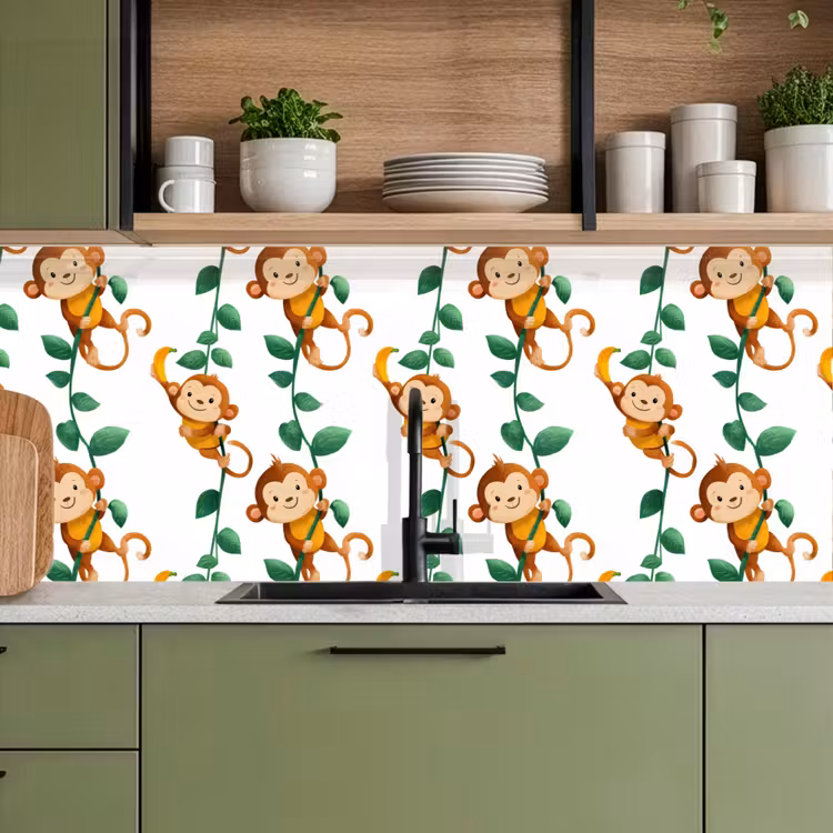 Schienale cucina - Scimmie - Liane - Colorate — 8