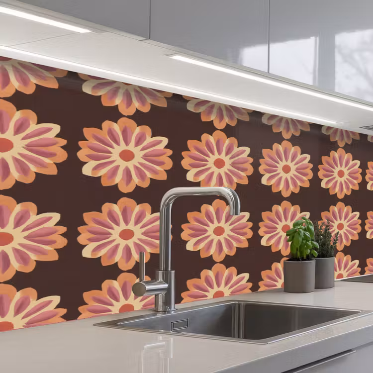 Schienale cucina - Fiori - Motivo - Marrone — 2