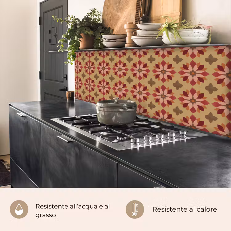 Schienale cucina - Fiori - Retrò - Verde — 5