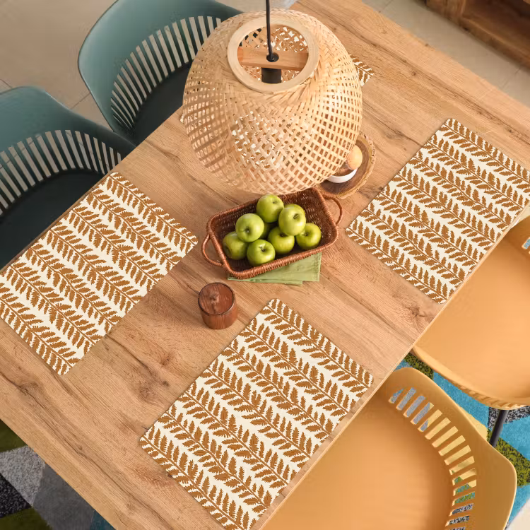 Tovaglietta – 6 pezzi - Texture - Foglie - Ocra — 3