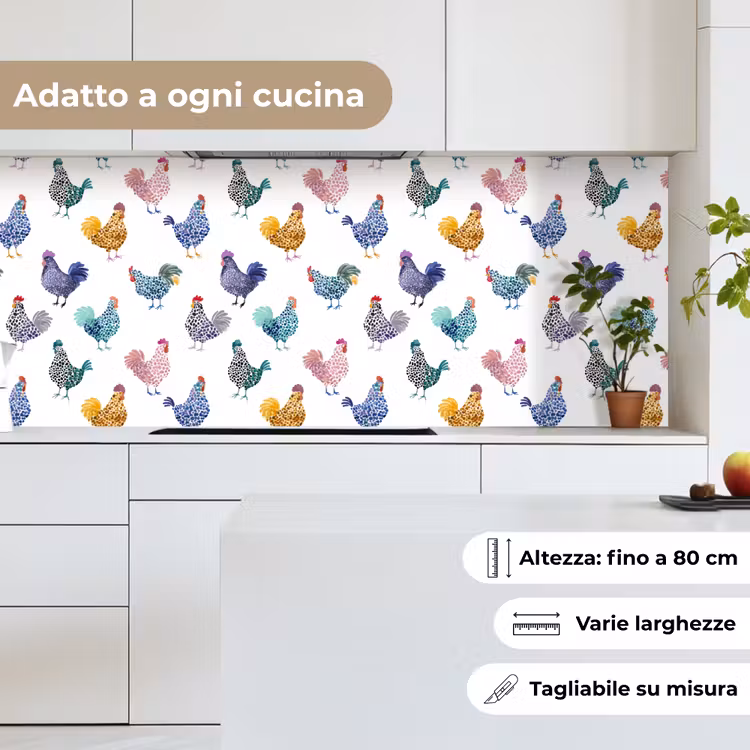 Schienale cucina - Galline - Acquerello - Colorato — 7