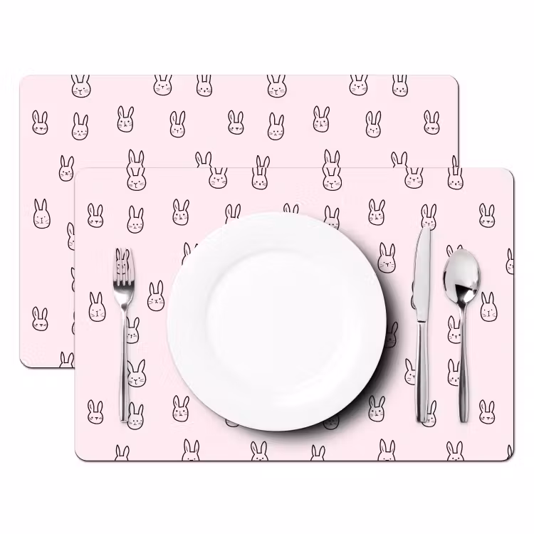 Tovaglietta – 6 pezzi - Conigli - Minimalista - Rosa — 2