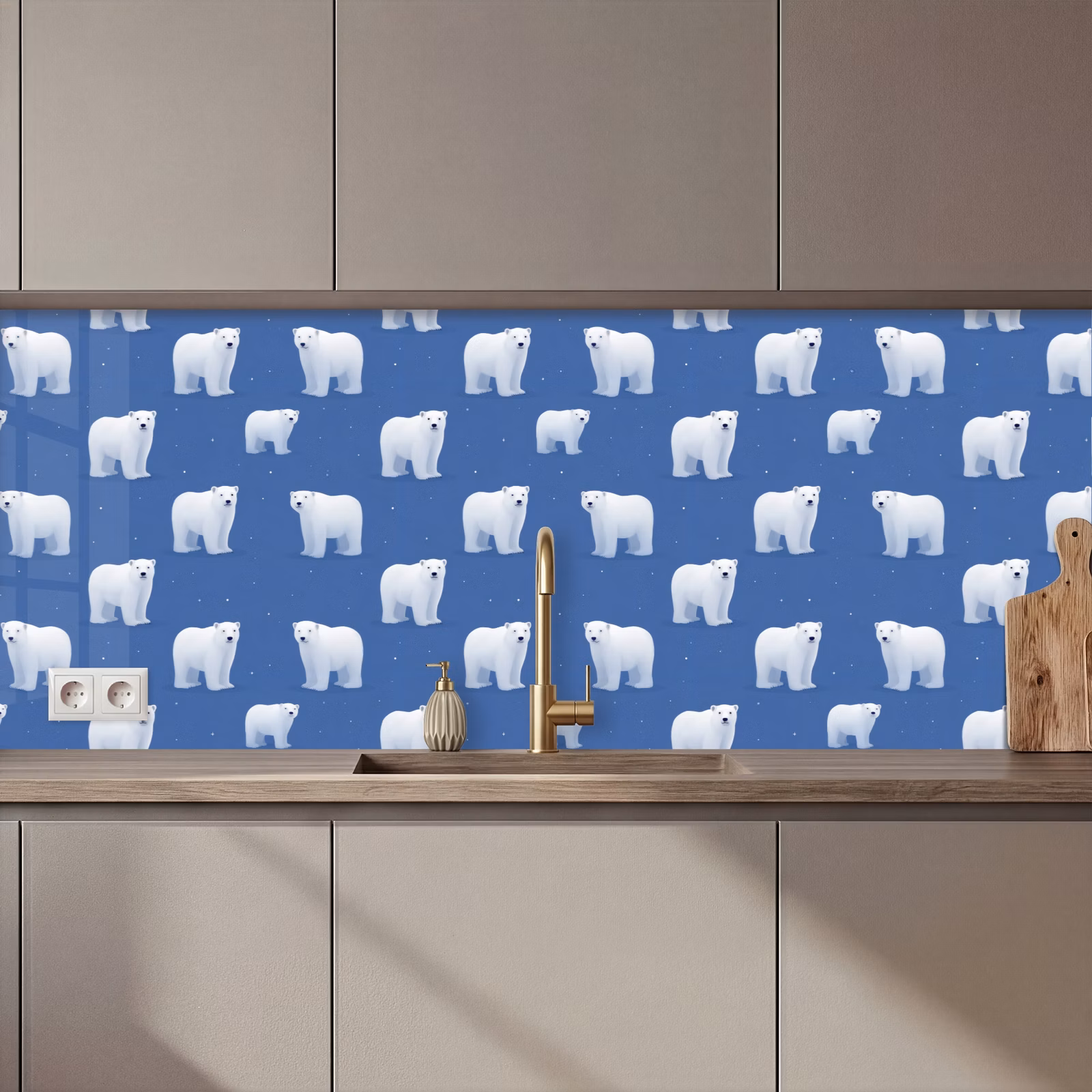 Schienale cucina - Orso polare - Motivo - Blu — 1