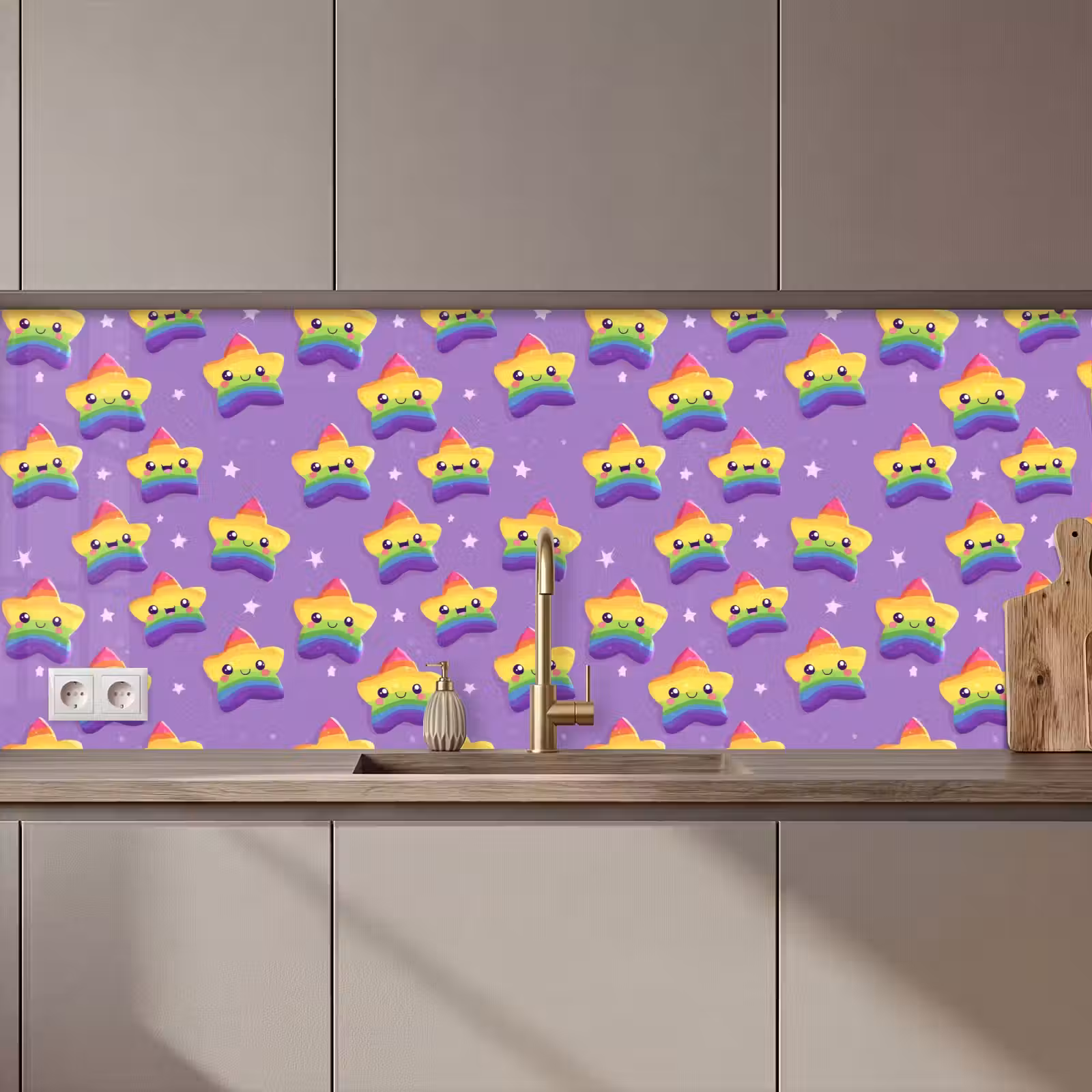 Schienale cucina - Stelle - Arcobaleno - Viola — 1