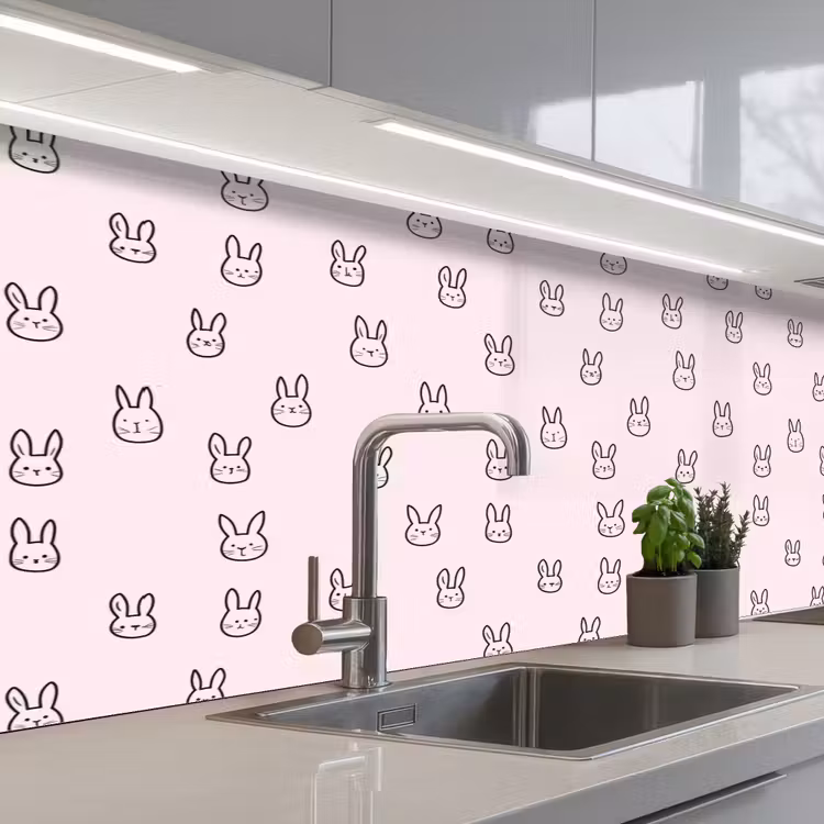 Schienale cucina - Conigli - Minimalista - Rosa — 2