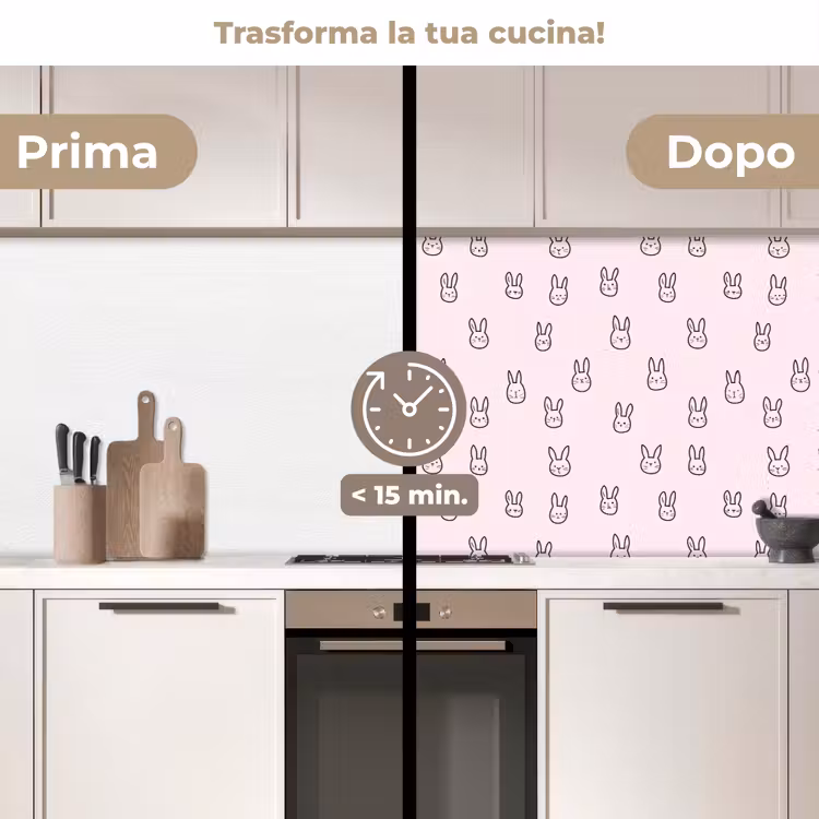Schienale cucina - Conigli - Minimalista - Rosa — 3