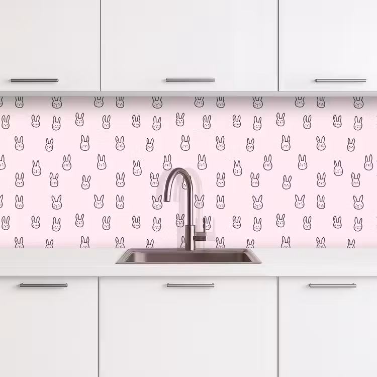 Schienale cucina - Conigli - Minimalista - Rosa — 4