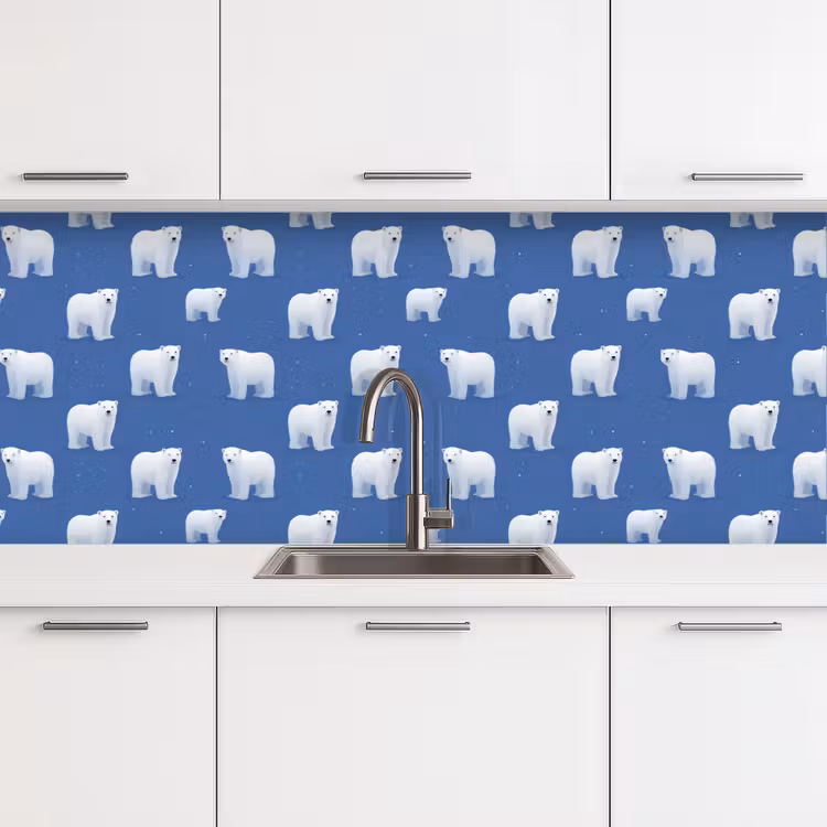 Schienale cucina - Orso polare - Motivo - Blu — 4