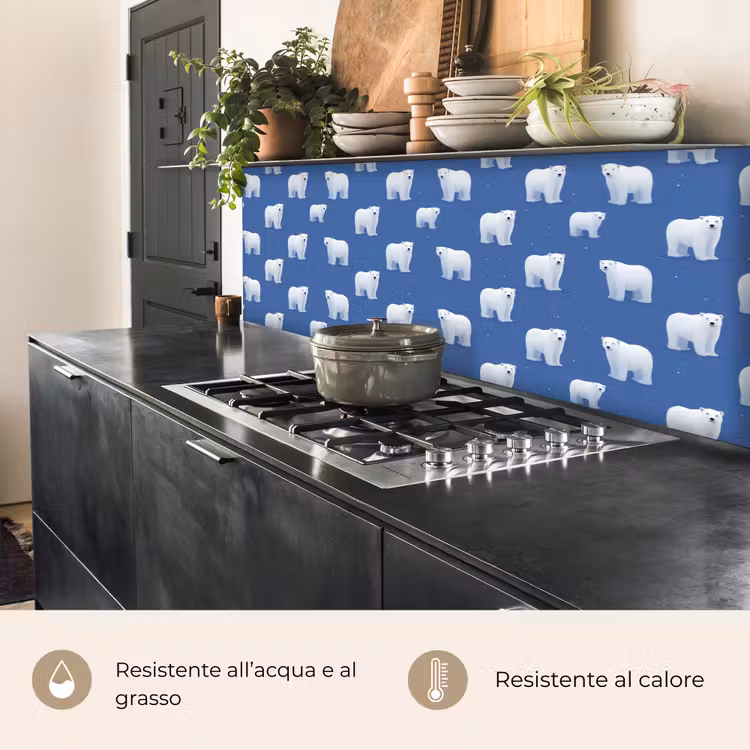Schienale cucina - Orso polare - Motivo - Blu — 5