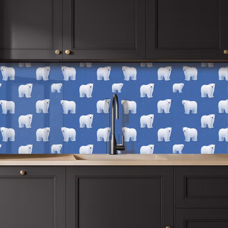 Schienale cucina - Orso polare - Motivo - Blu — 6