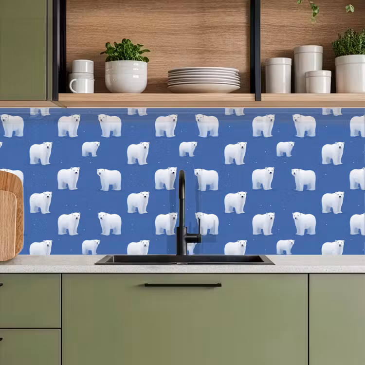 Schienale cucina - Orso polare - Motivo - Blu — 8