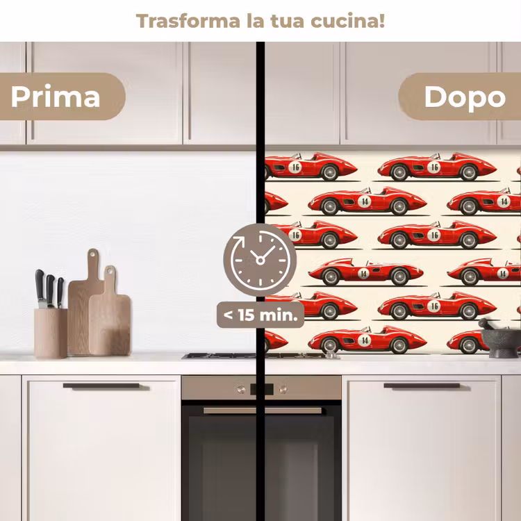 Schienale cucina - Auto da corsa - Retro - Rosso — 3