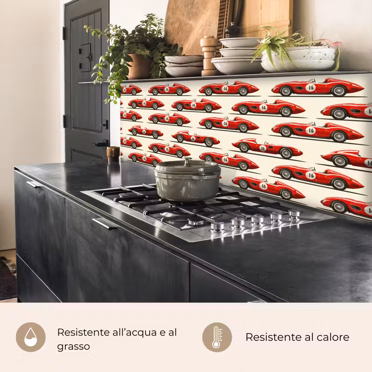 Schienale cucina - Auto da corsa - Retro - Rosso — 5