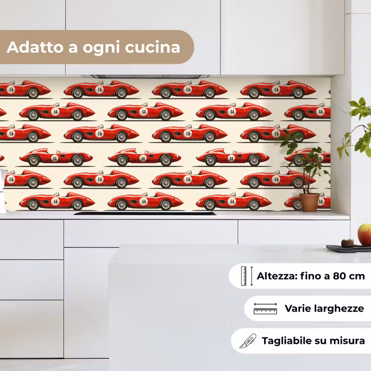 Schienale cucina - Auto da corsa - Retro - Rosso — 7