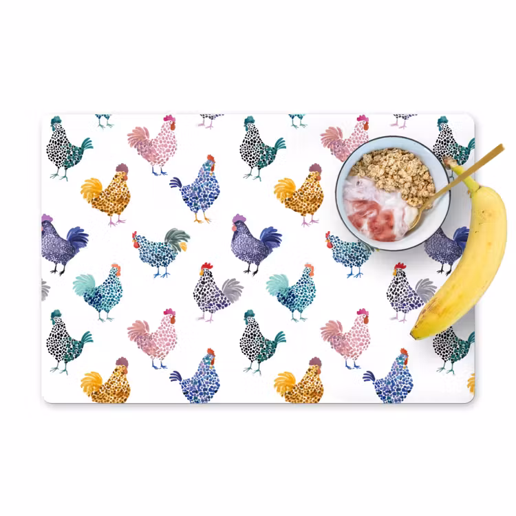 Tovaglietta – 6 pezzi - Galline - Acquerello - Colorato — 1