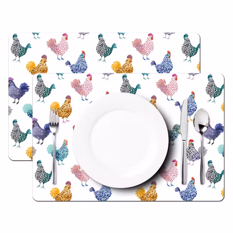 Tovaglietta – 6 pezzi - Galline - Acquerello - Colorato — 2