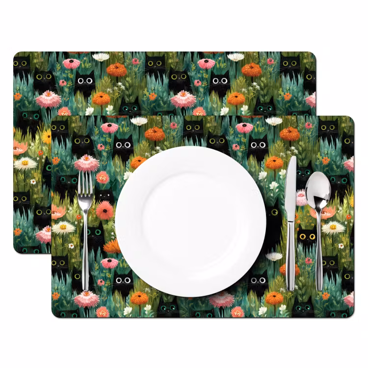 Tovaglietta – 6 pezzi - Gatti - Fiori - Colorati — 2