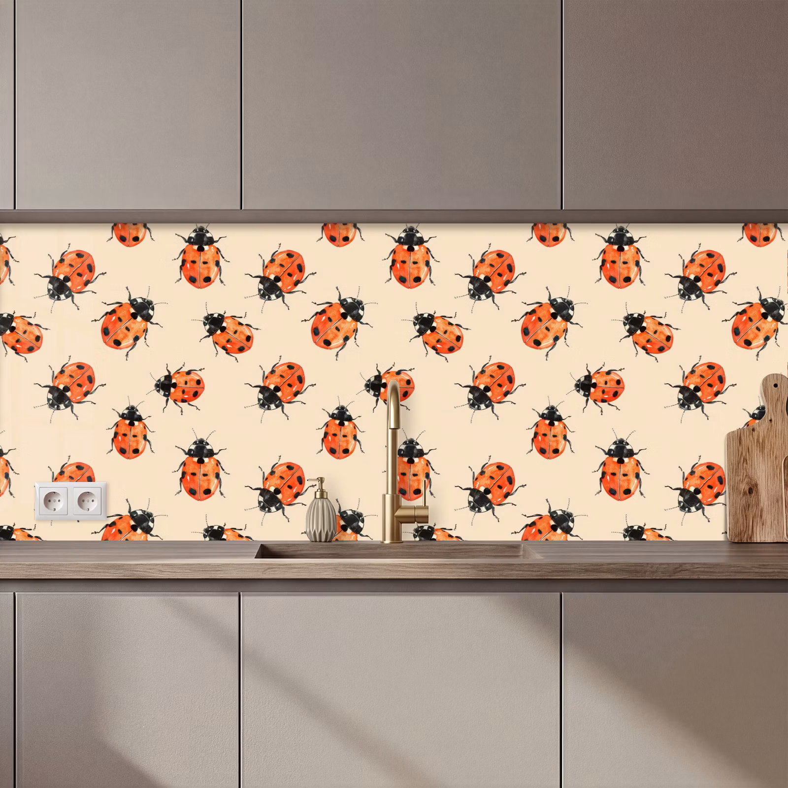 Schienale cucina - Coccinelle - Motivo - Rosso — 1