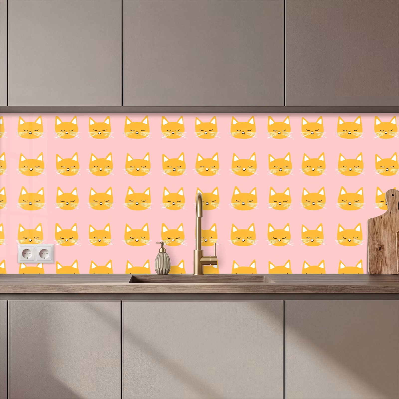 Schienale cucina - Gatti - Motivo - Rosa — 1