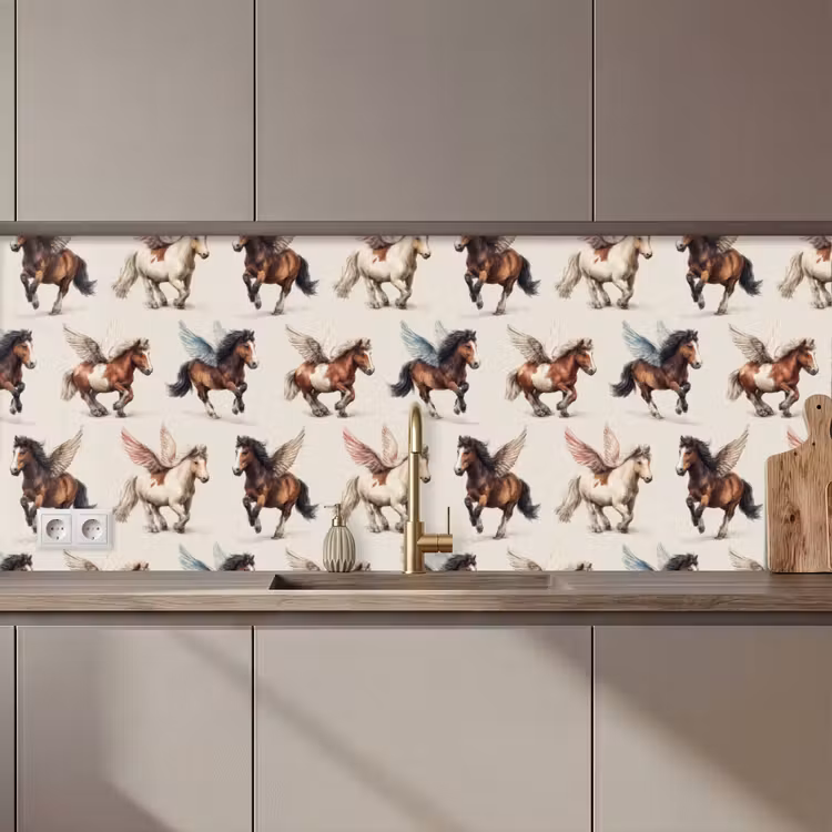 Schienale cucina - Cavalli - Ali - Colorati — 1