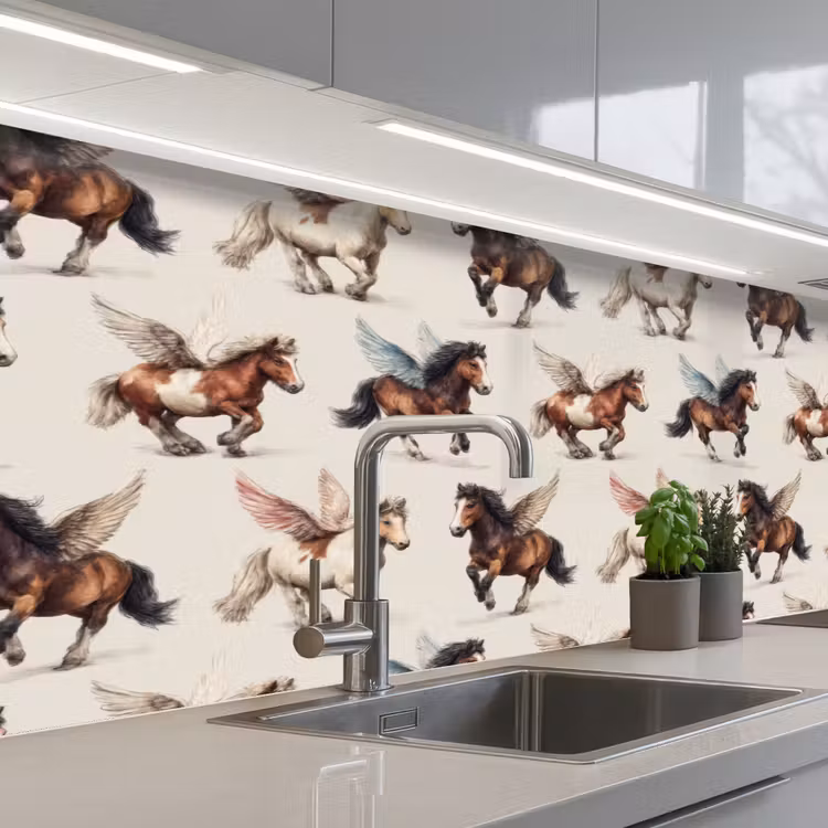 Schienale cucina - Cavalli - Ali - Colorati — 2