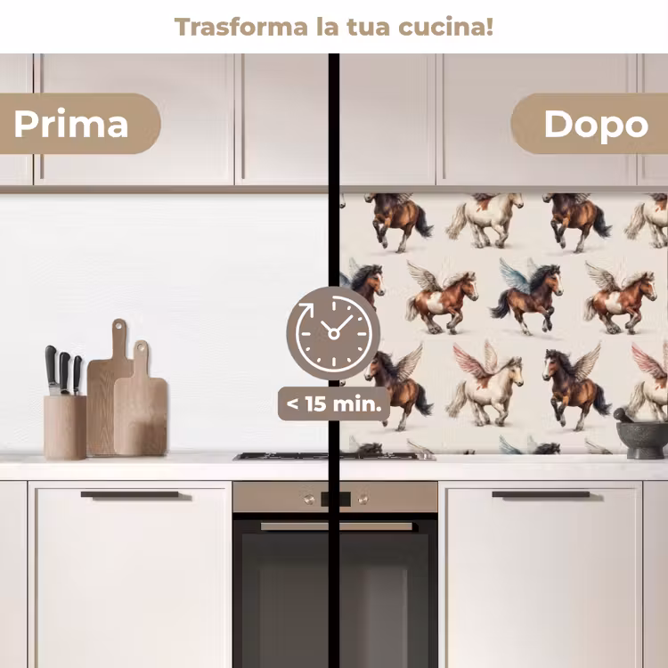 Schienale cucina - Cavalli - Ali - Colorati — 3