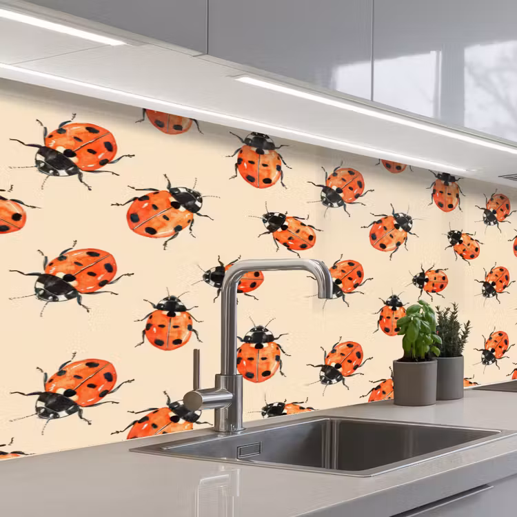 Schienale cucina - Coccinelle - Motivo - Rosso — 2