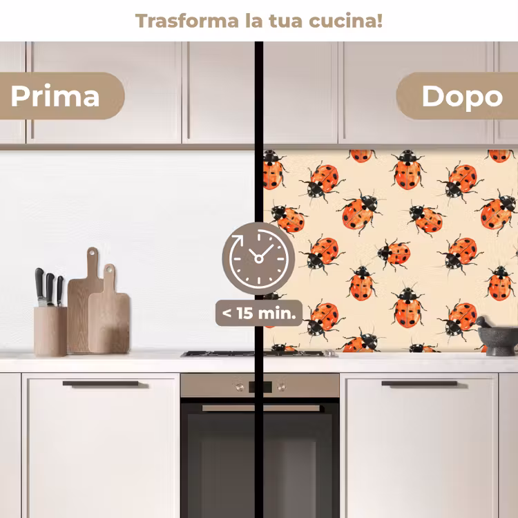 Schienale cucina - Coccinelle - Motivo - Rosso — 3