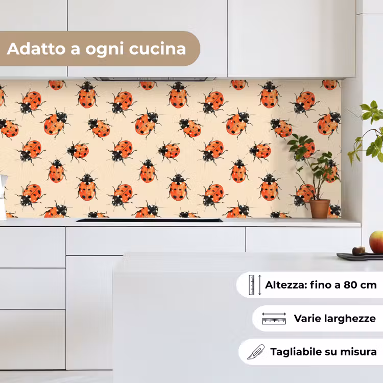Schienale cucina - Coccinelle - Motivo - Rosso — 7