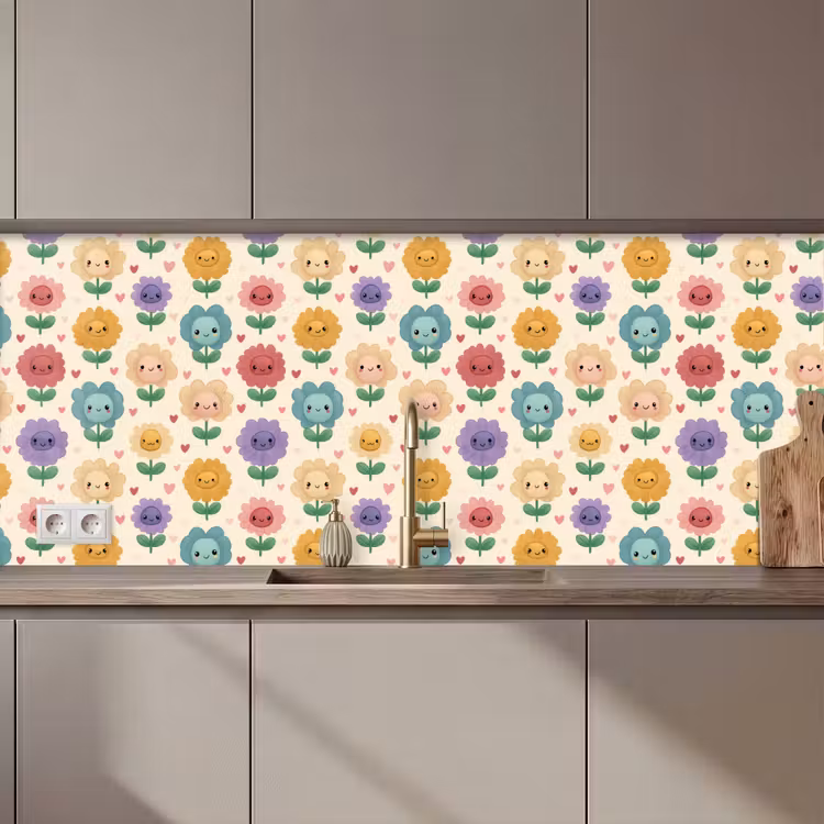 Schienale cucina - Fiori - Cuori - Colorati — 1