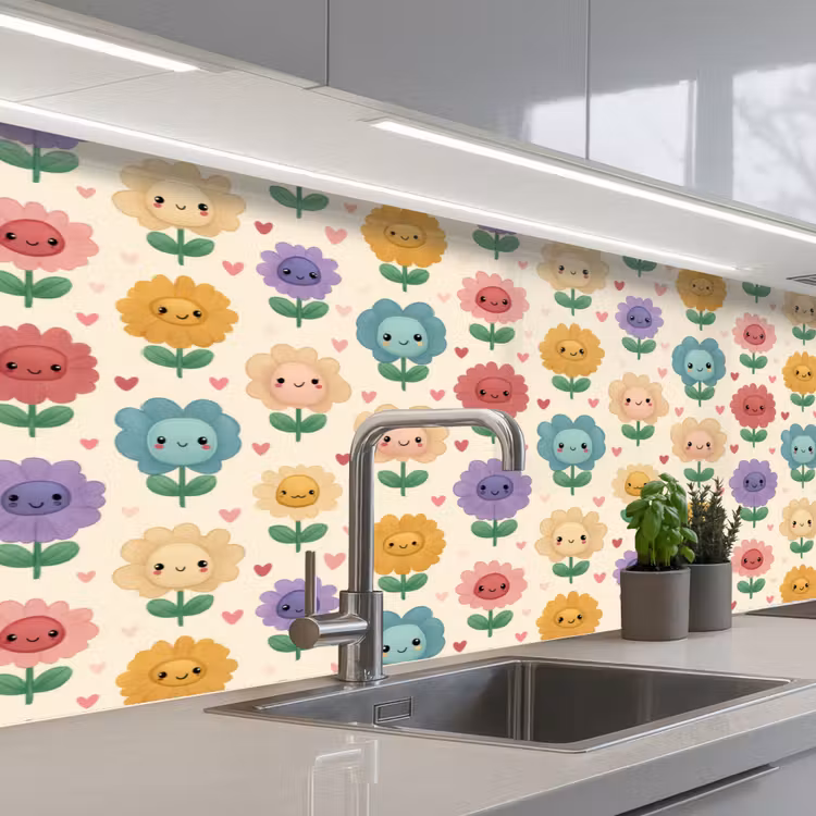 Schienale cucina - Fiori - Cuori - Colorati — 2