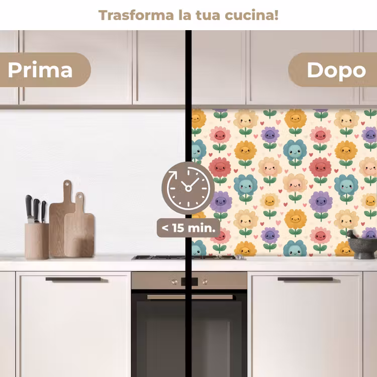 Schienale cucina - Fiori - Cuori - Colorati — 3