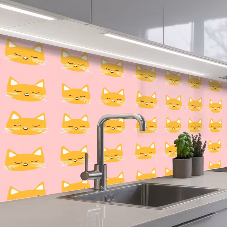 Schienale cucina - Gatti - Motivo - Rosa — 2
