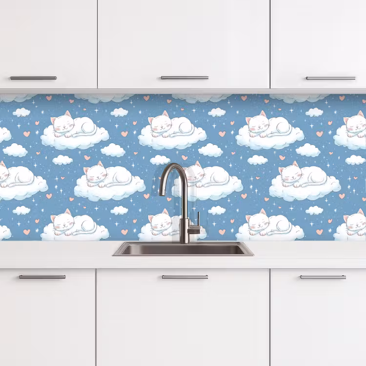 Schienale cucina - Gattino - Nuvole - Blu — 4
