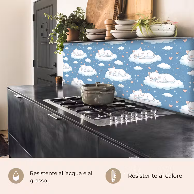 Schienale cucina - Gattino - Nuvole - Blu — 5