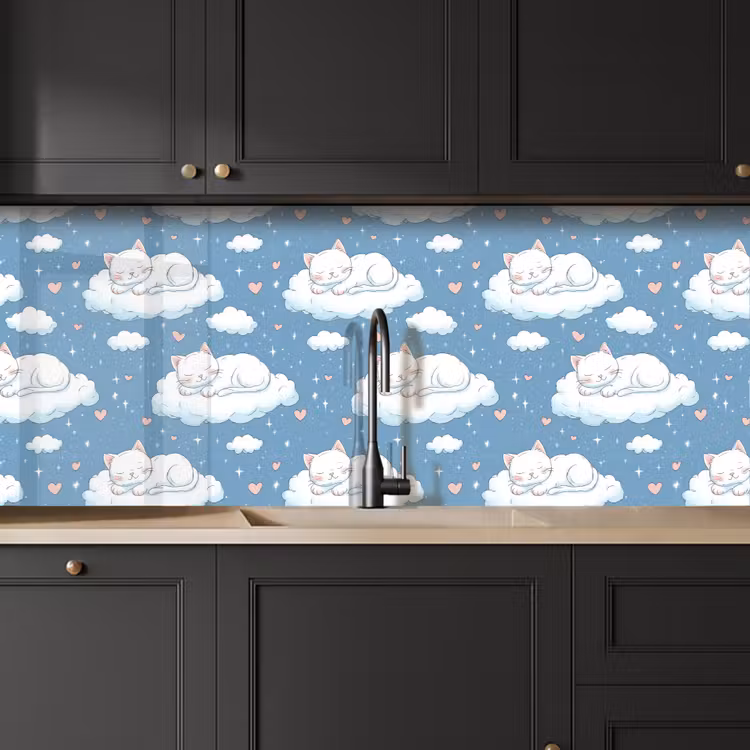 Schienale cucina - Gattino - Nuvole - Blu — 6