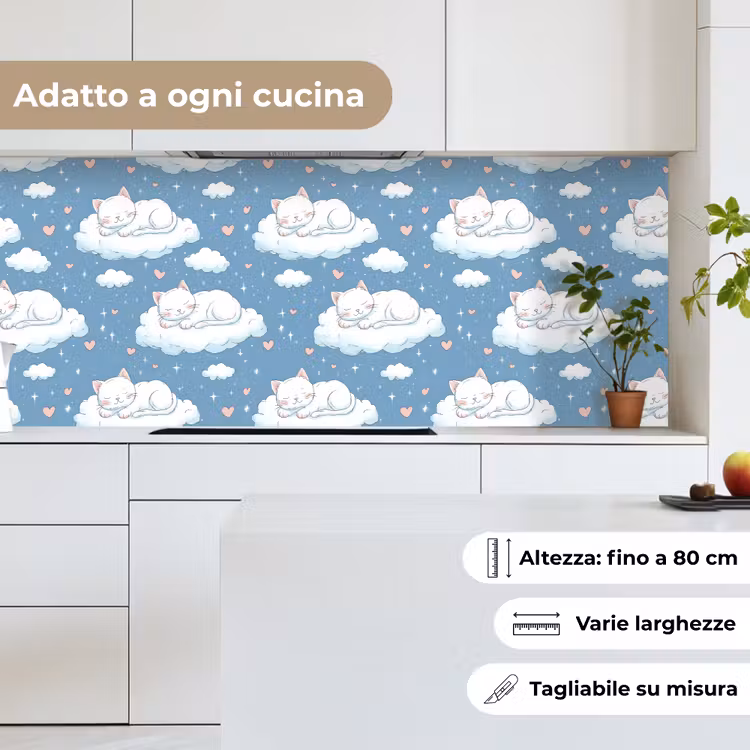 Schienale cucina - Gattino - Nuvole - Blu — 7