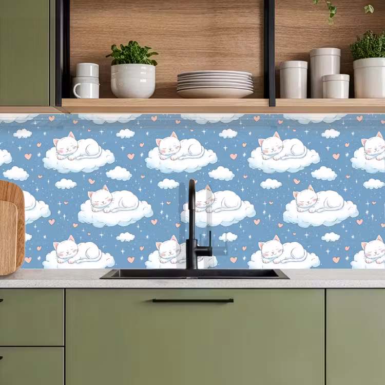 Schienale cucina - Gattino - Nuvole - Blu — 8