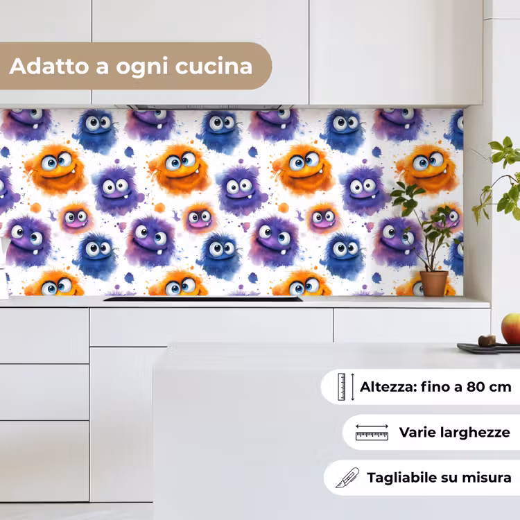 Schienale cucina - Mostri - Acquerello - Colorato — 7