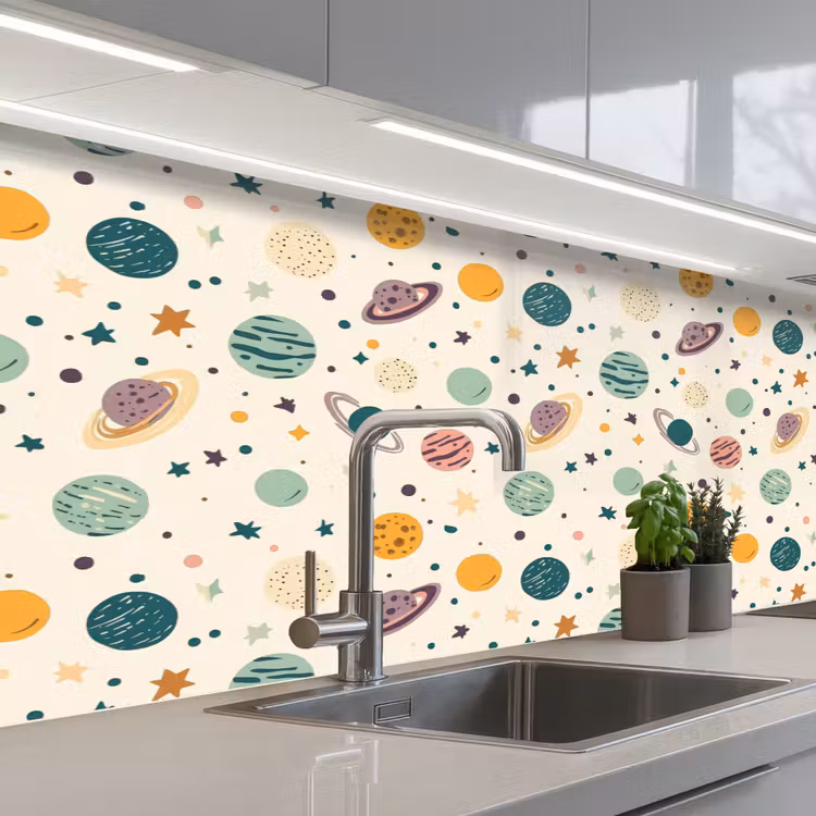 Schienale cucina - Pianeti - Retrò - Colorato — 2