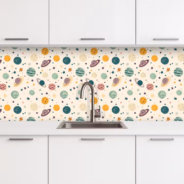 Schienale cucina - Pianeti - Retrò - Colorato — 4