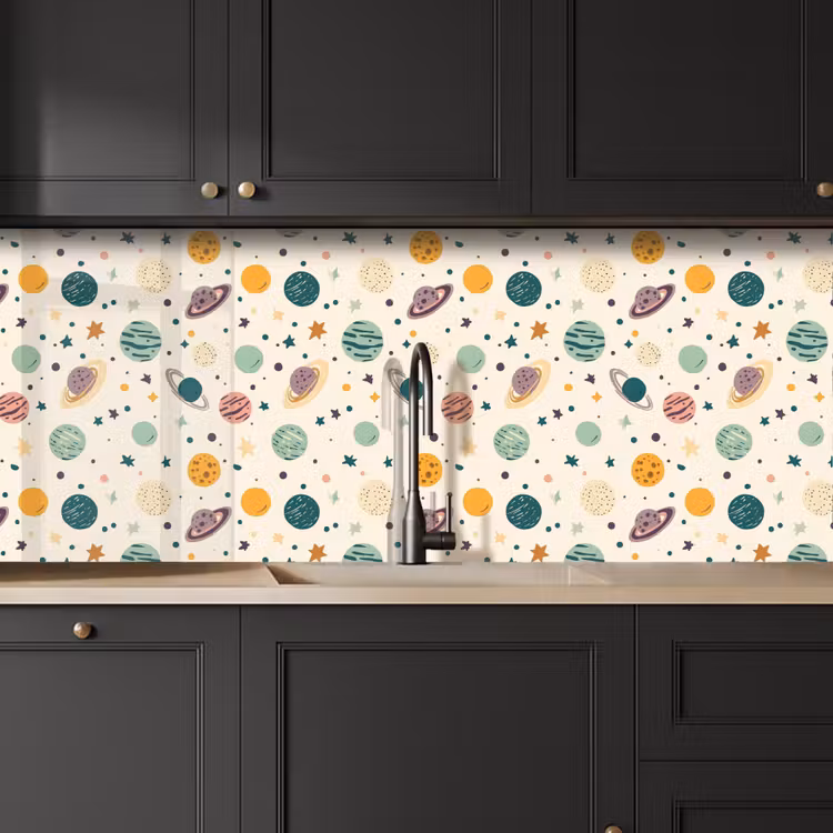 Schienale cucina - Pianeti - Retrò - Colorato — 6