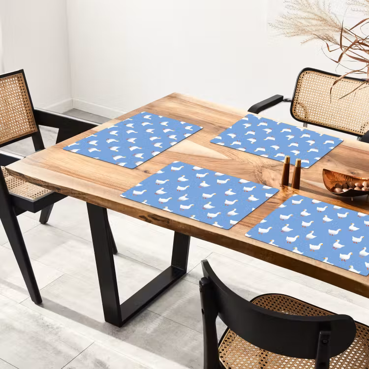 Tovaglietta – 6 pezzi - Oche - Eleganti - Blu — 4